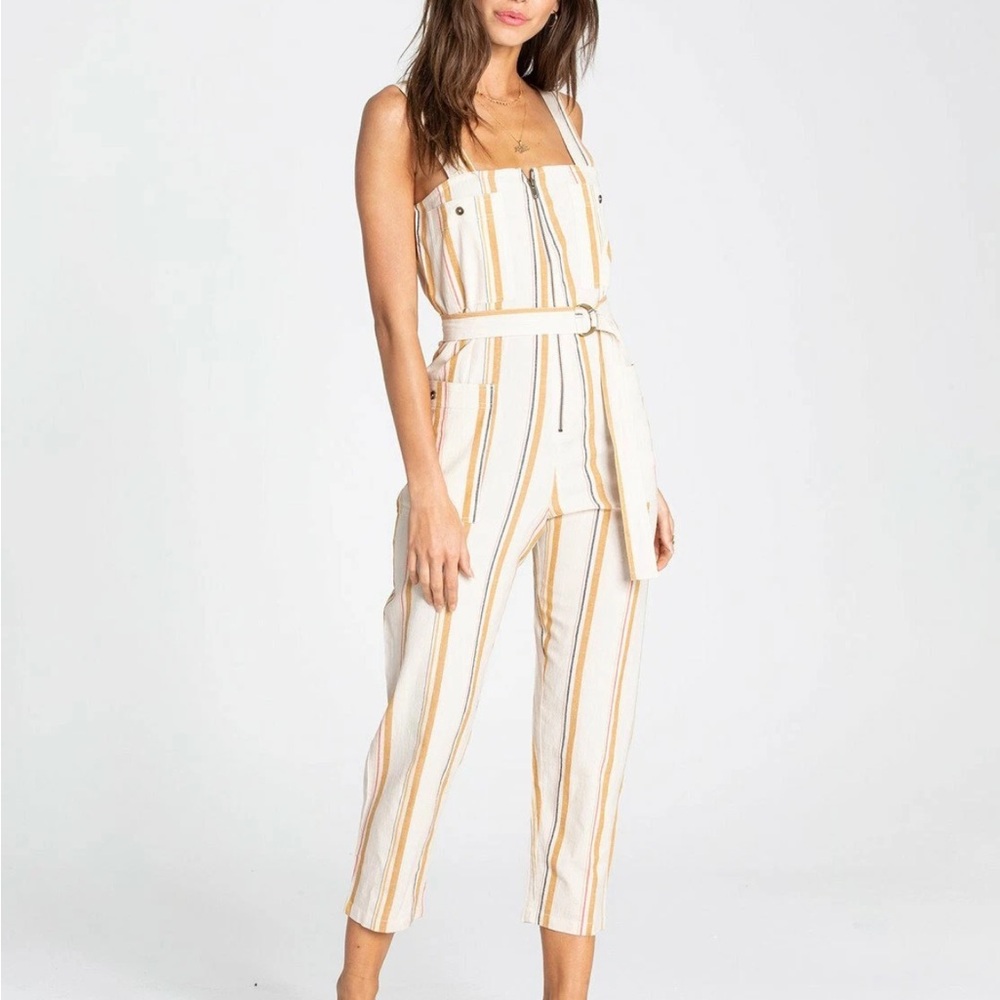 Billabong Cream and Yellow Jumpsuit Small No Belt Great Condition
